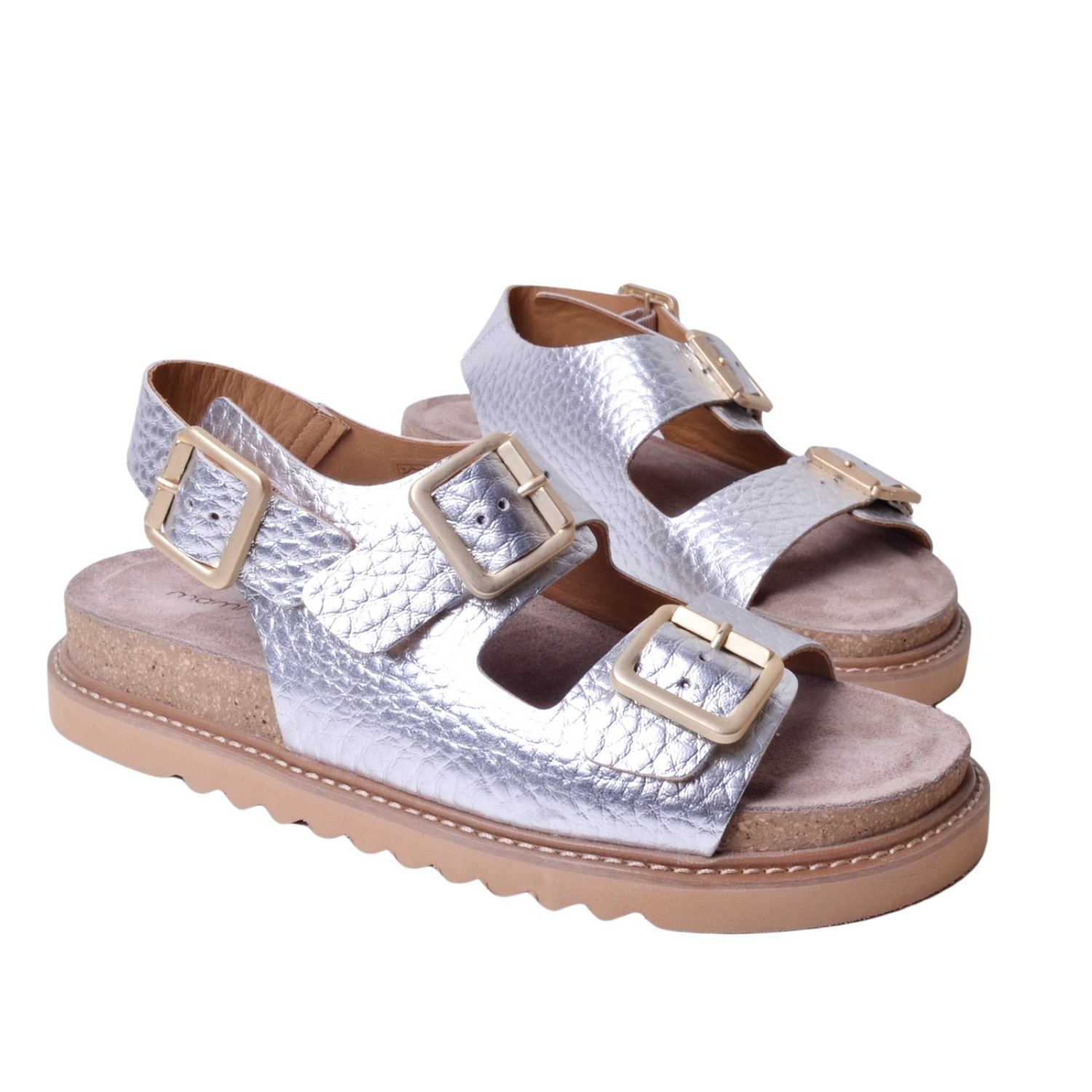 Mammamia Kadın Deri Sandalet D25YS-2630 - Gümüş