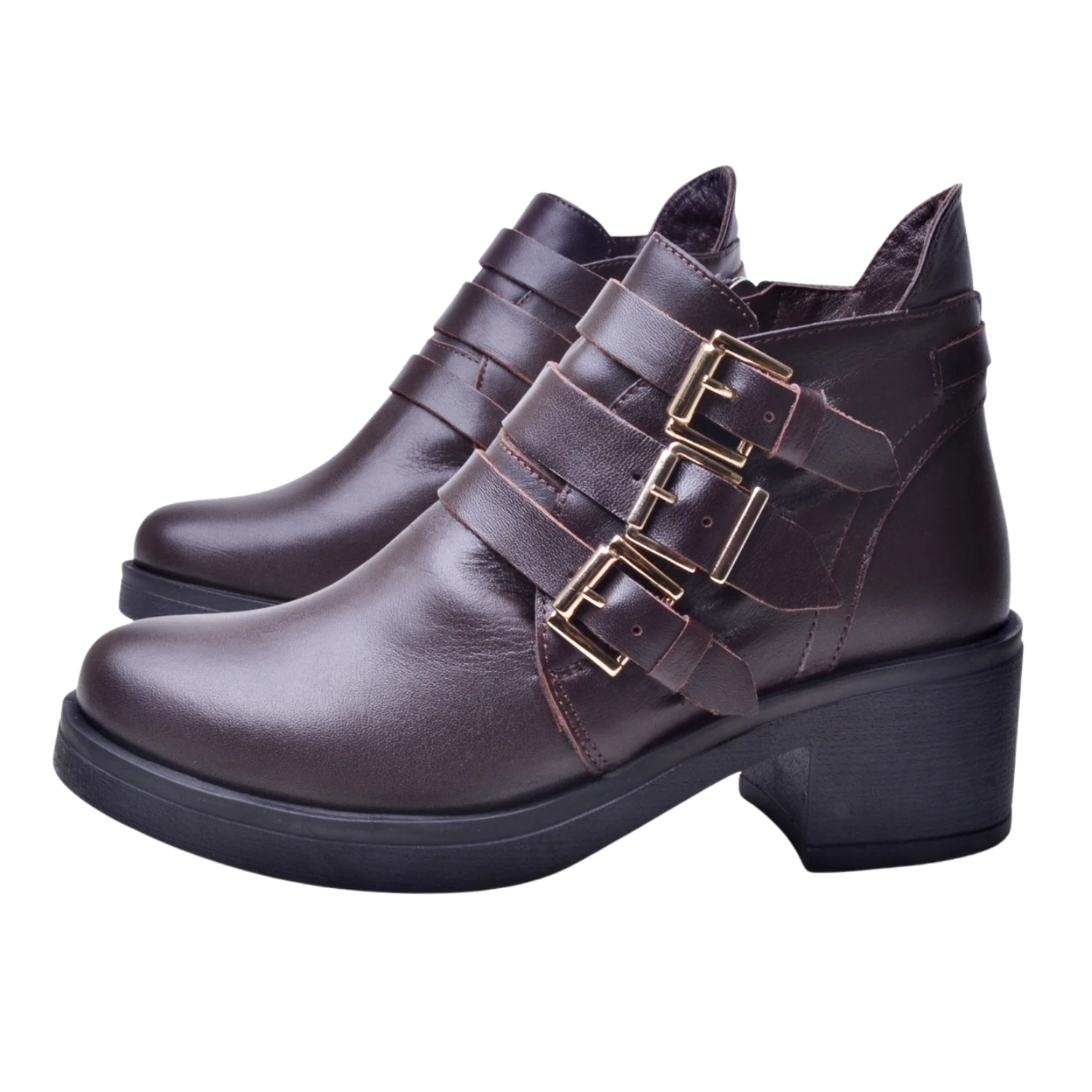 Albini Kadın Deri Toka Detaylı Bot 26106051K - Kahve