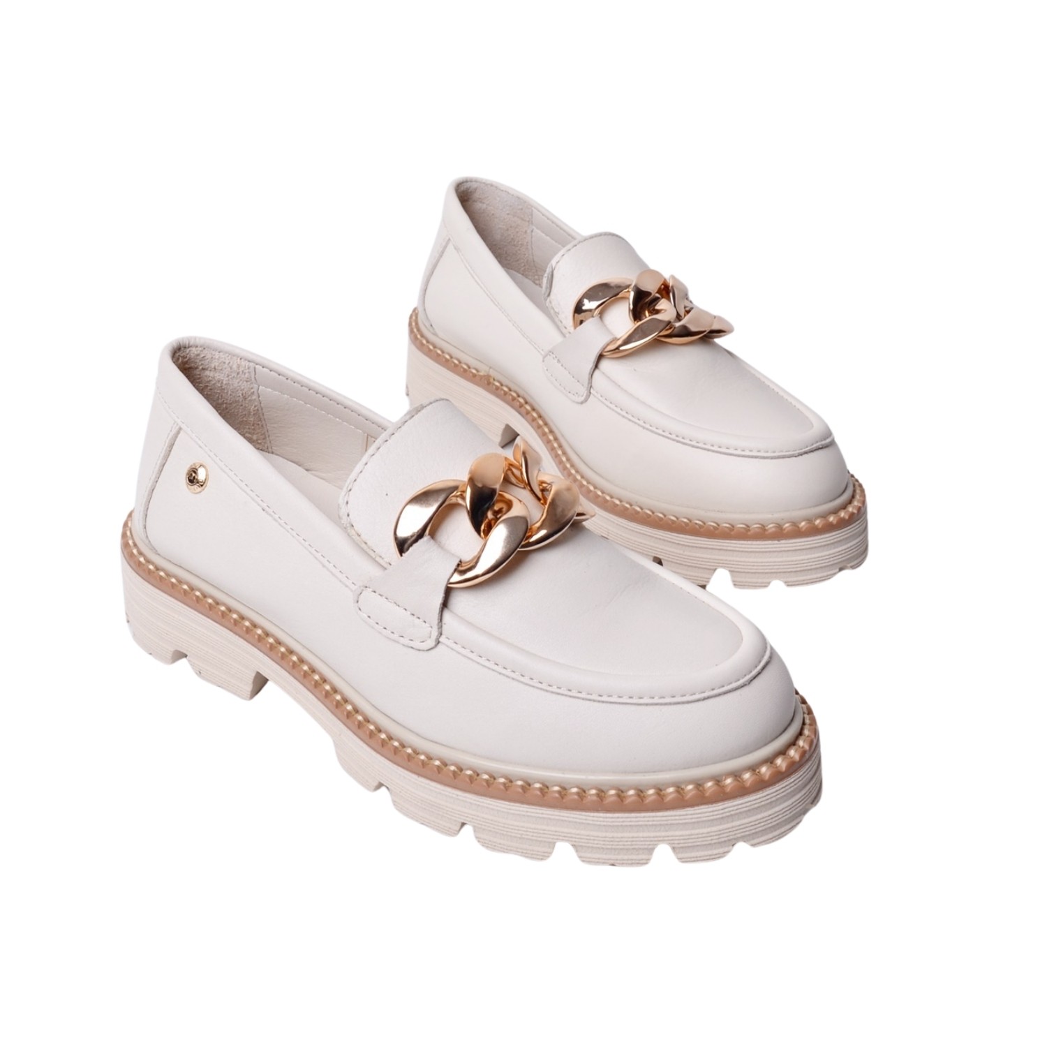 Mammamia Kadın Deri Loafer Ayakkabı D25YA-3690  - Bej