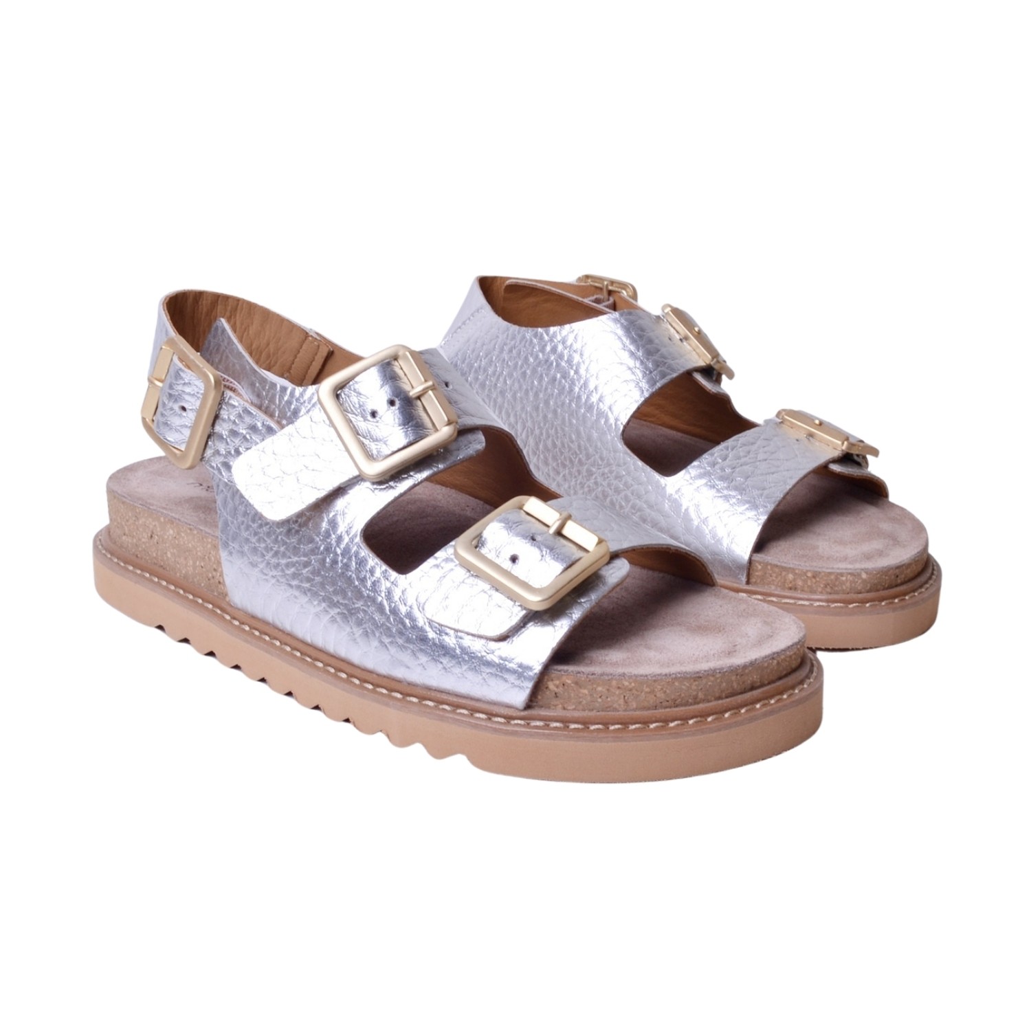 Mammamia Kadın Deri Sandalet D25YS-2630 - Gümüş