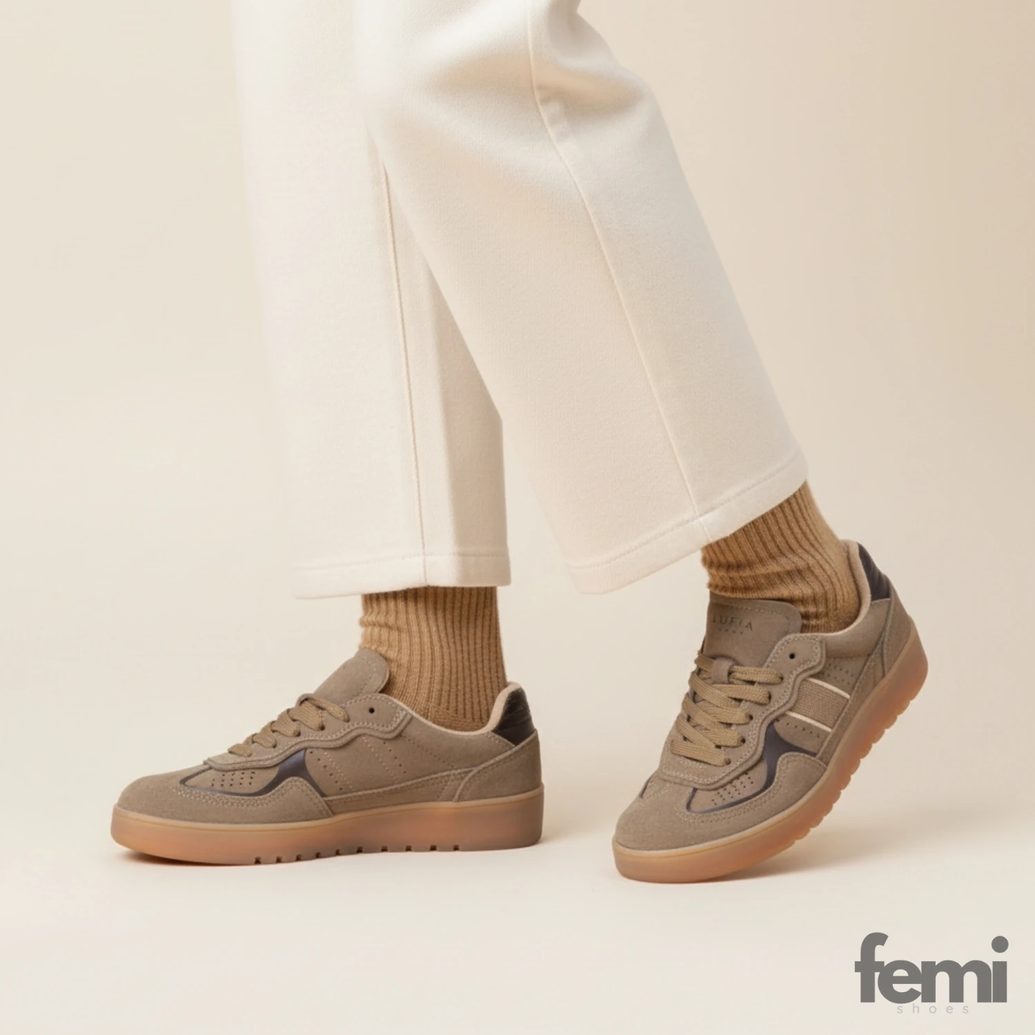 Lufian Asiya Kadın Deri Sneaker - Kum