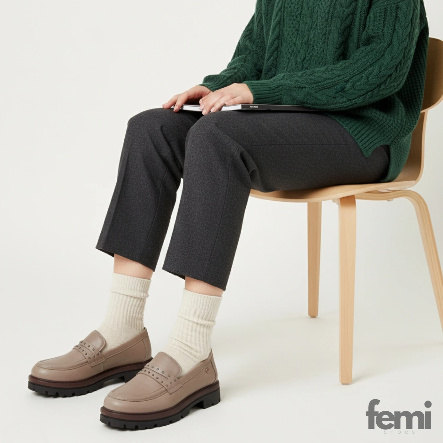 Mammamia Kadın Deri Loafer Ayakkabı D25KA-3175 - Vizon