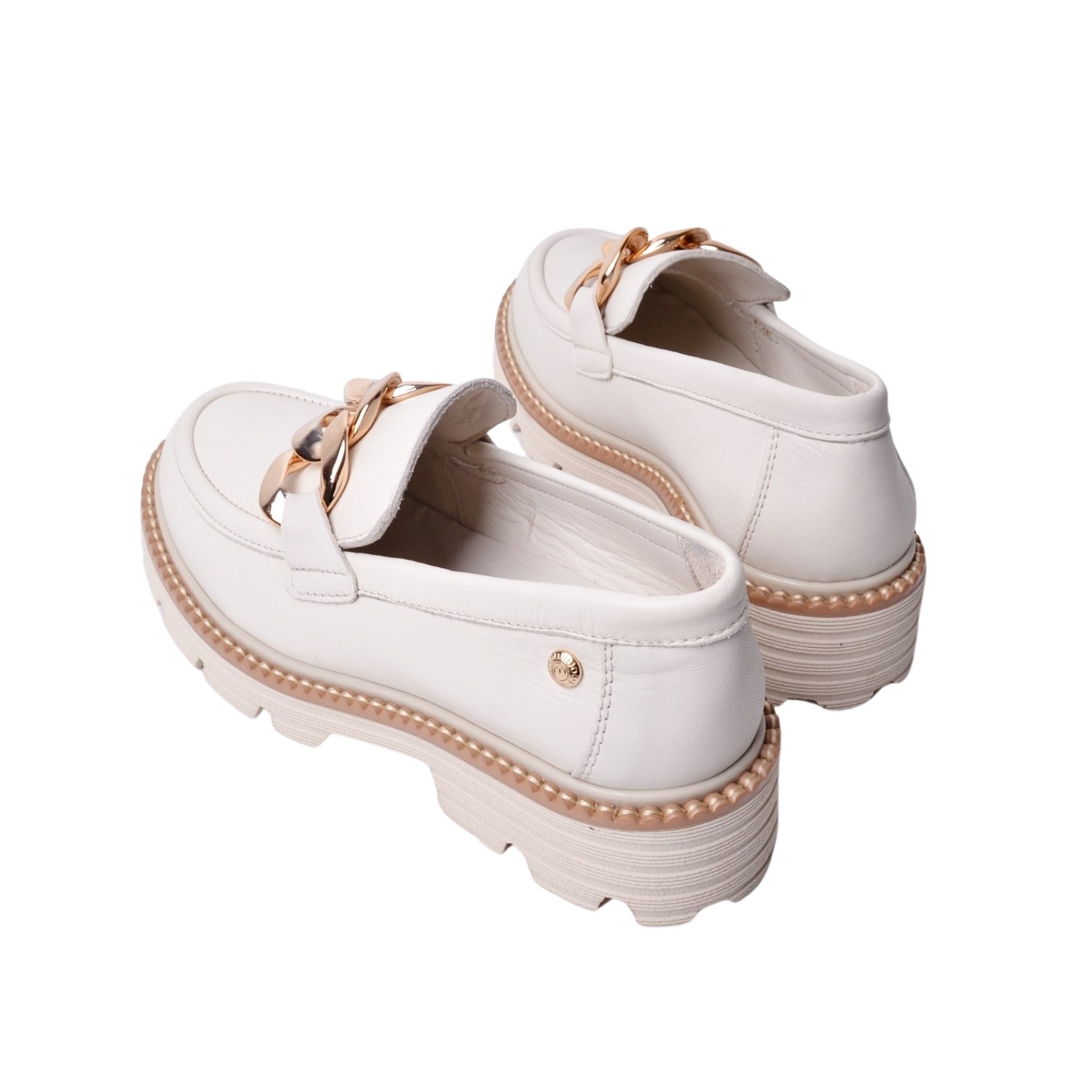 Mammamia Kadın Deri Loafer Ayakkabı D25YA-3690  - Bej