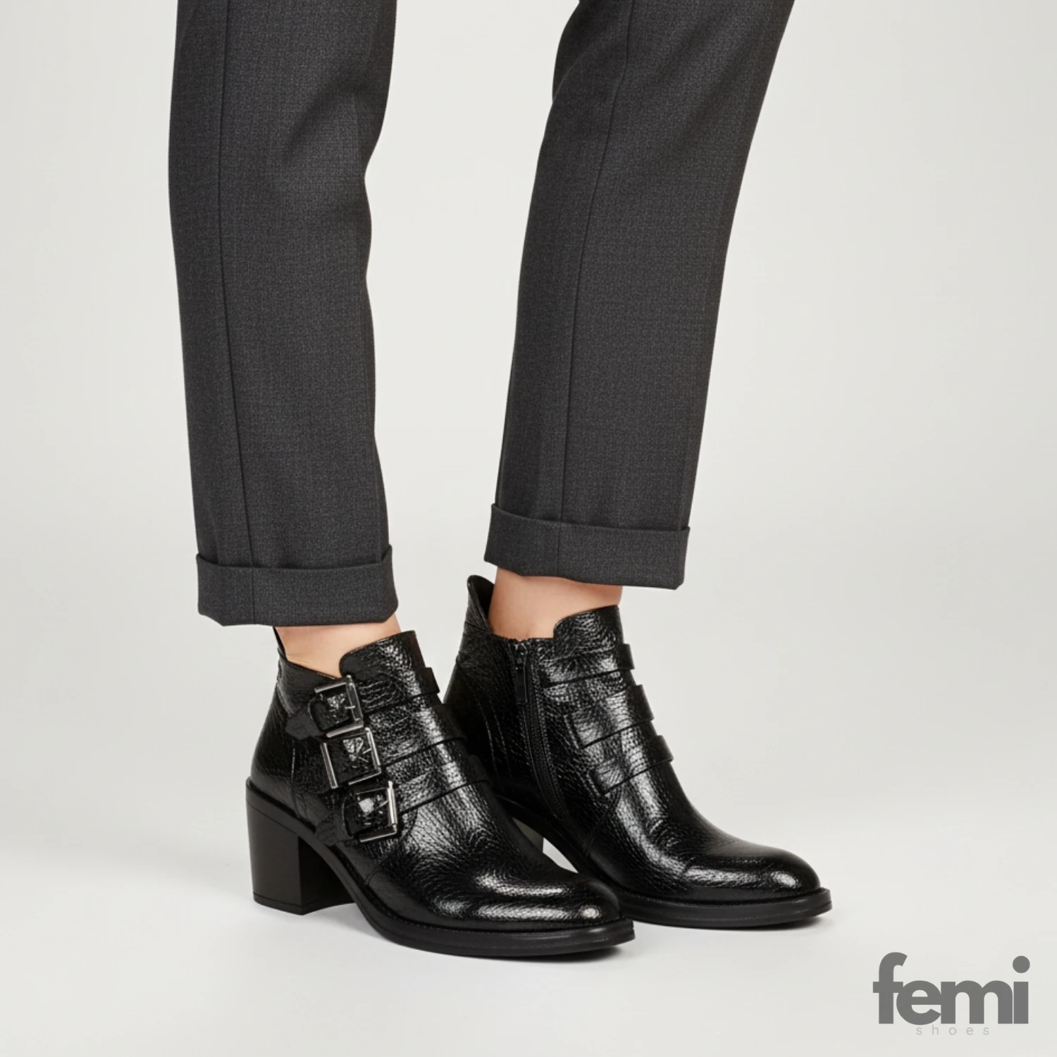 Albini Kadın Deri Toka Detaylı Bot 26106051K - Siyah