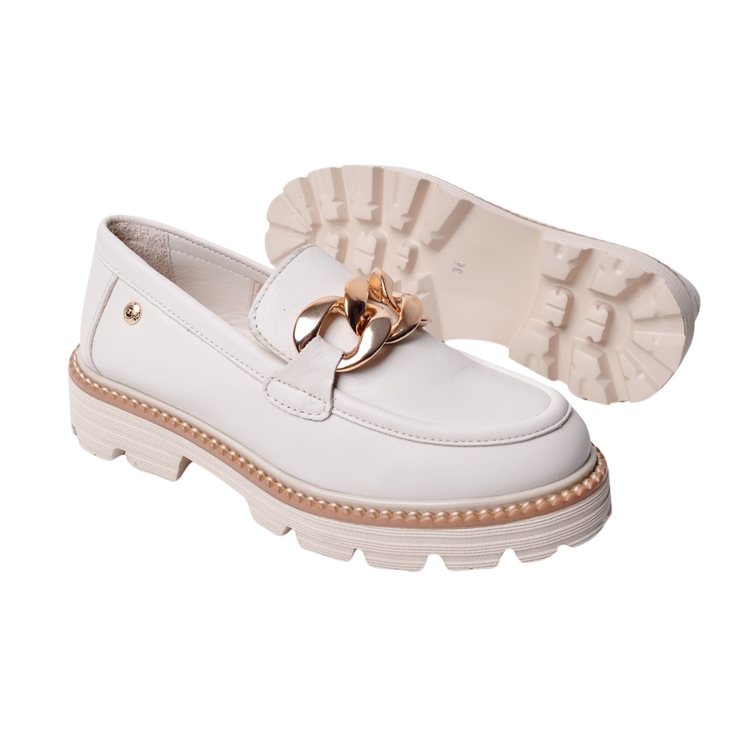 Mammamia Kadın Deri Loafer Ayakkabı D25YA-3690  - Bej