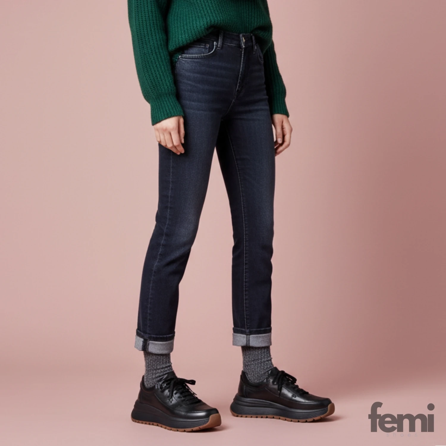 Mammamia Kadın Deri Lastik Bağcıklı Ayakkabı D25KA-3795 - Siyah