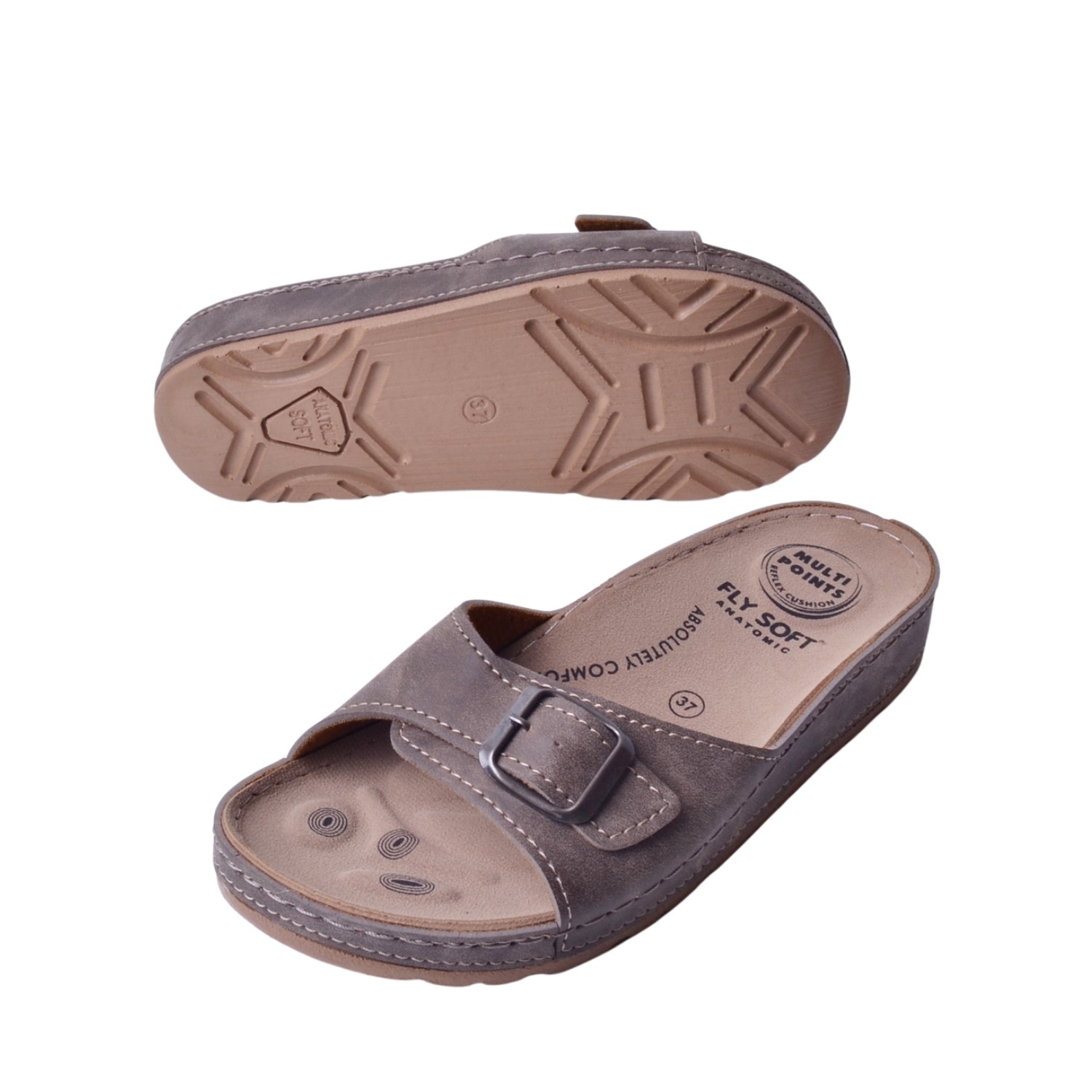 Fly Soft S182.010 Kadın Tek Tokalı Terlik - Vizon