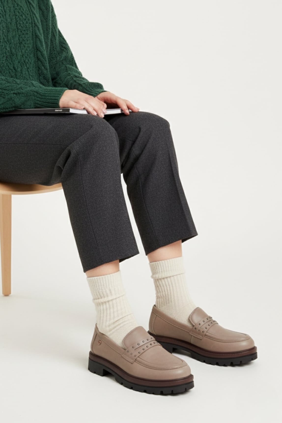 Mammamia Kadın Deri Loafer Ayakkabı D25KA-3175 - Vizon