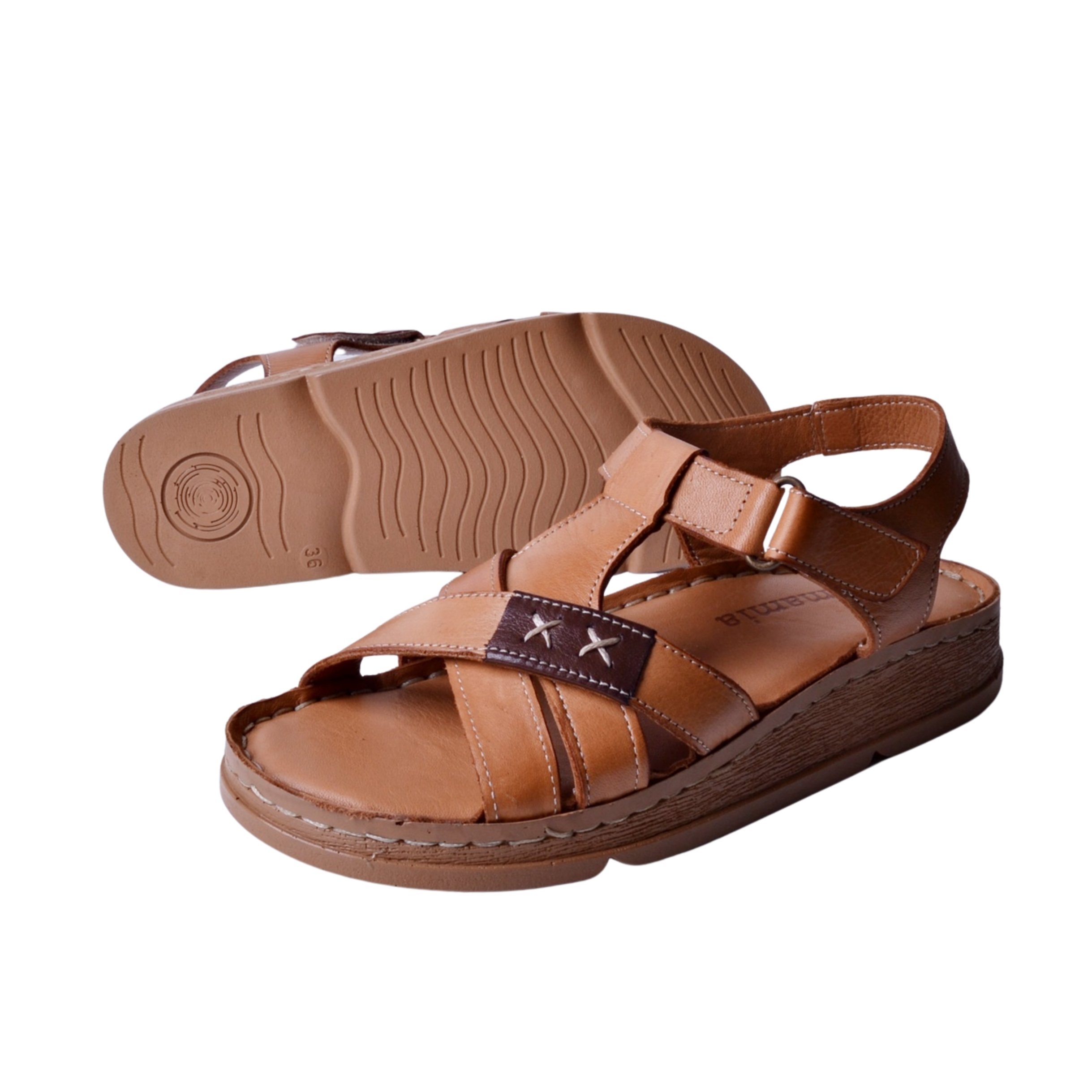 Mammamia D25YS-2440 Kadın Deri Sandalet - Taba