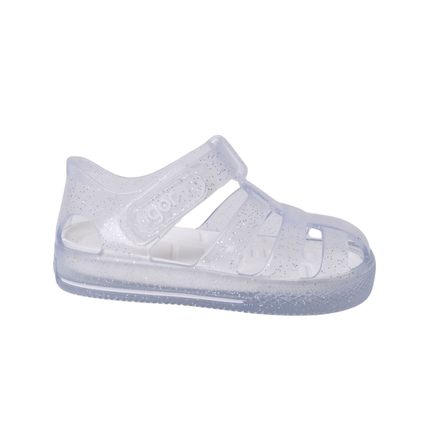 S10265-209 Şeffaf Simli Star Glitter Çocuk Sandalet - Şeffaf