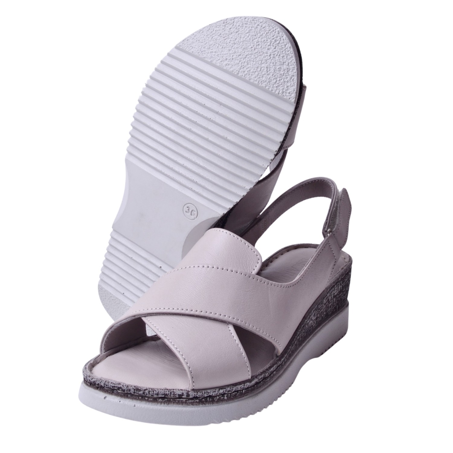 Femi 436 Kadın Dolgu Topuk Sandalet - Vizon