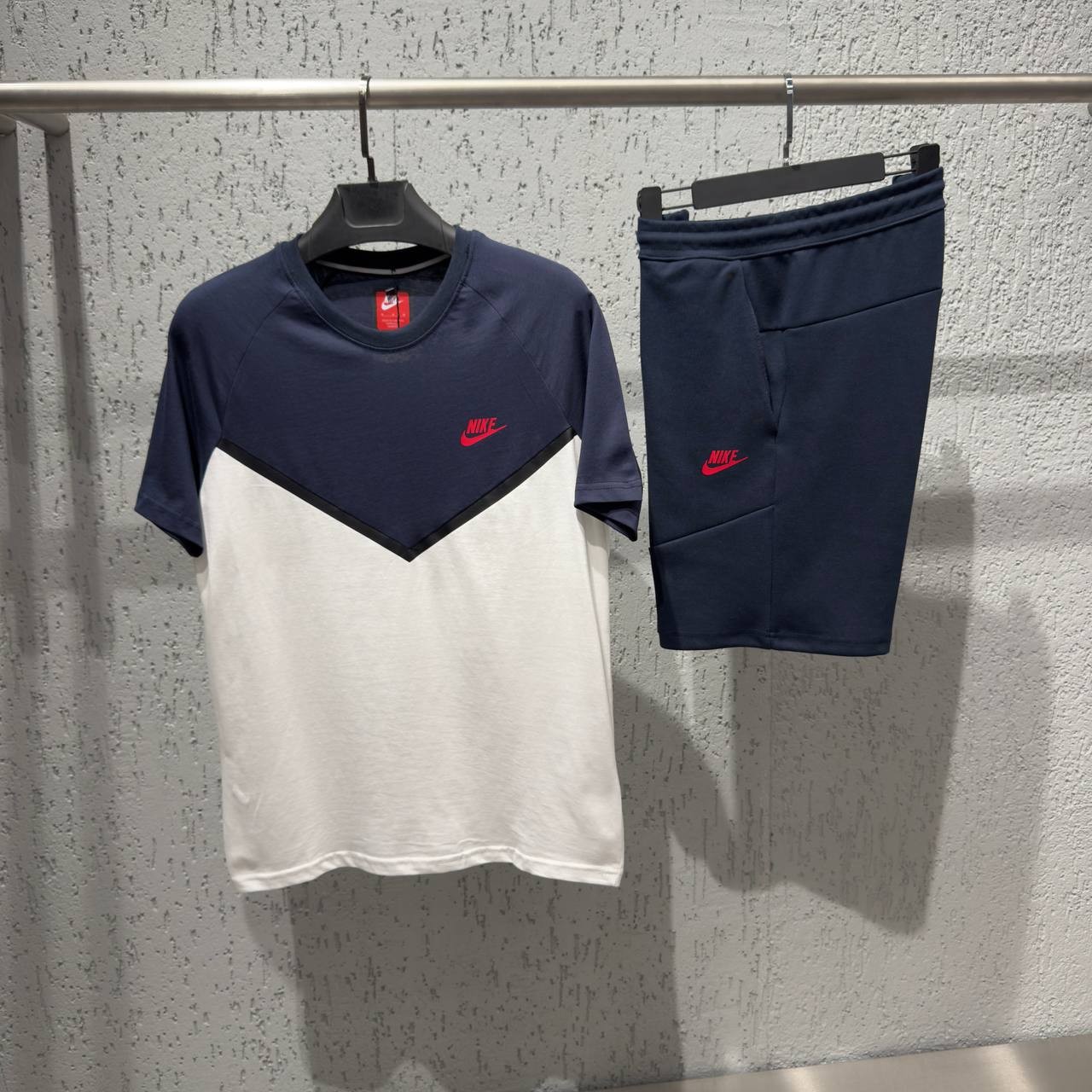 Tech Fleece Premium Yazlık Takım - Lacivert / Beyaz