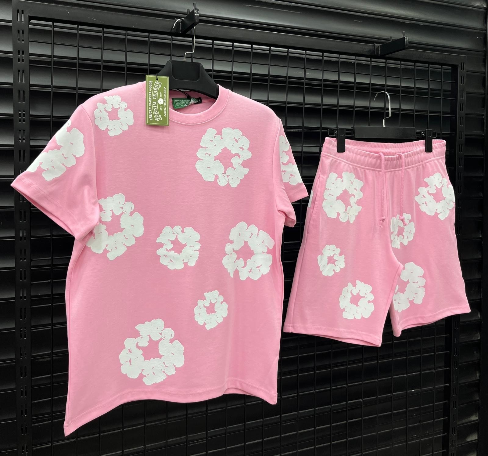 Denim Tears Premium Yazlık Takım - Pembe