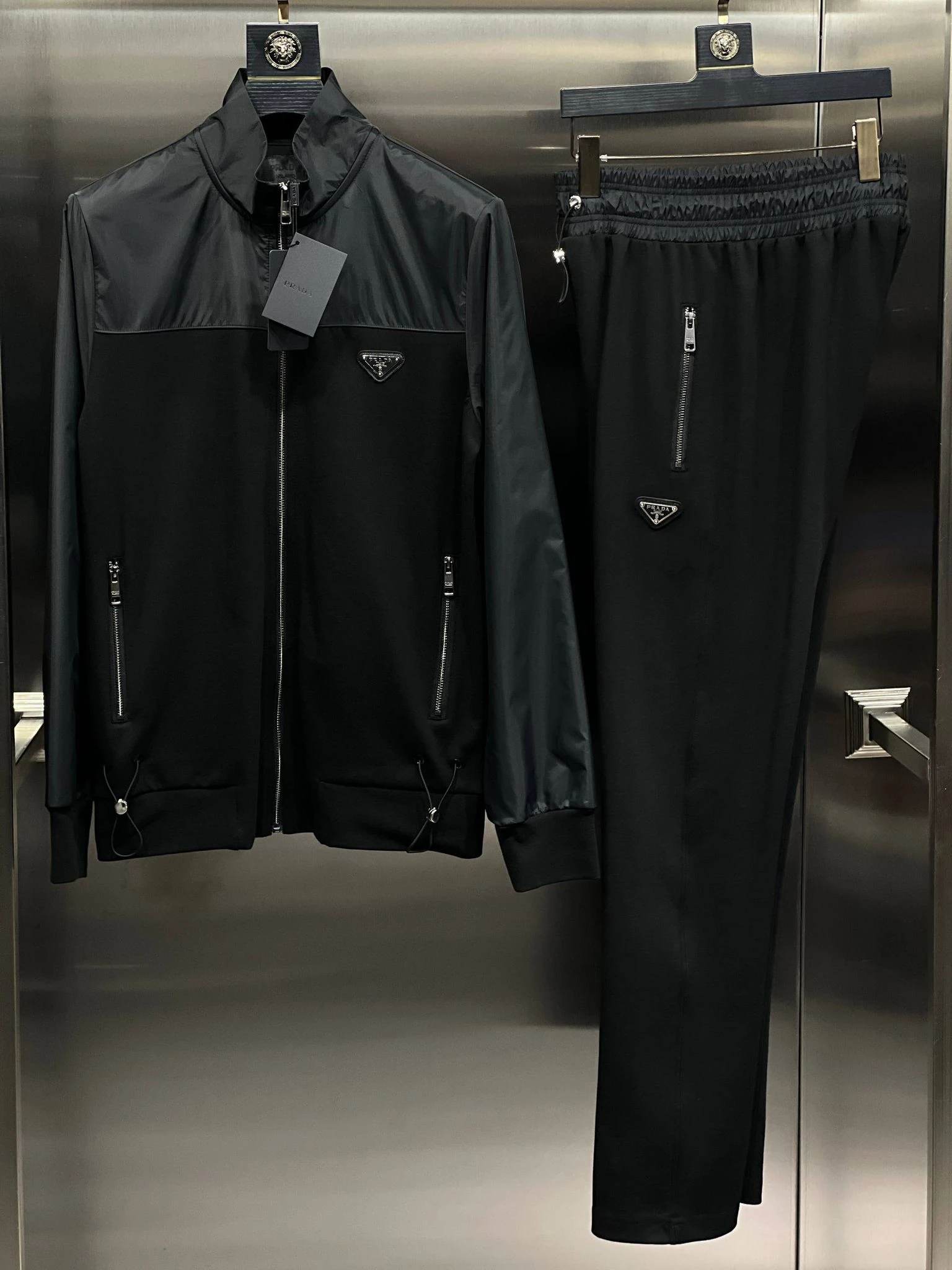 Half Leather Tracksuit - Siyah