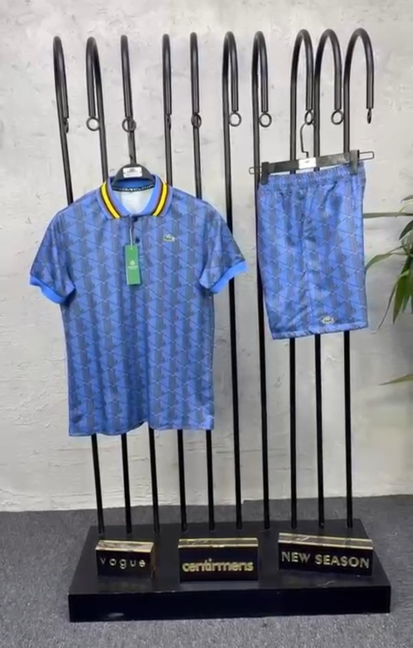 Geometric Collar Set - Blue / Yellow-Striped Collar