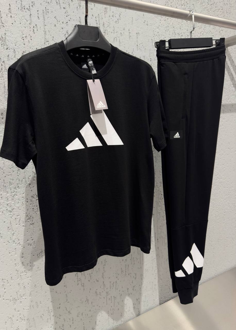 Essentials Logo Tee & Tapered Pants Set - Black / Black / White