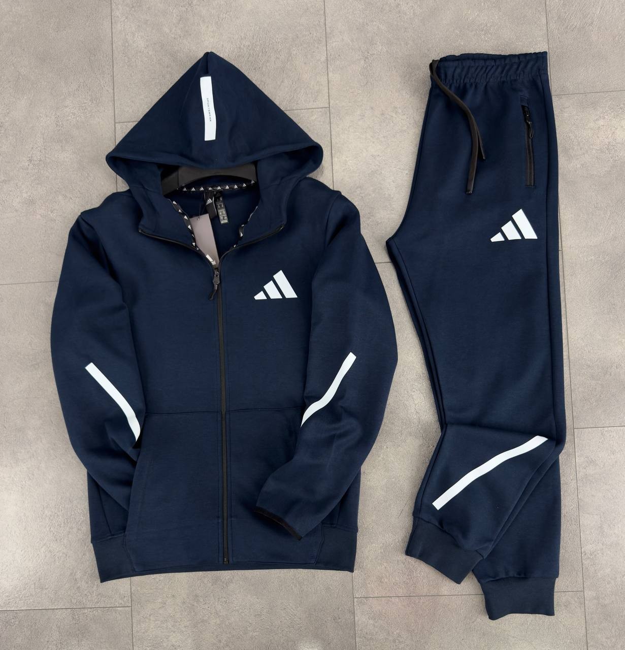 Future Icons 3-Stripes Hooded Track Suit - Legend Ink (Navy) / White / White