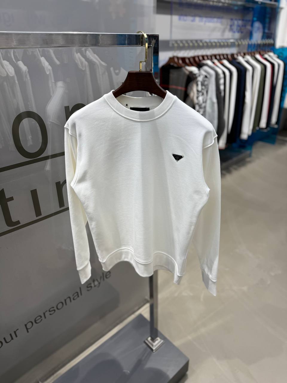  Metalic Basic Sweatshirt - Beyaz