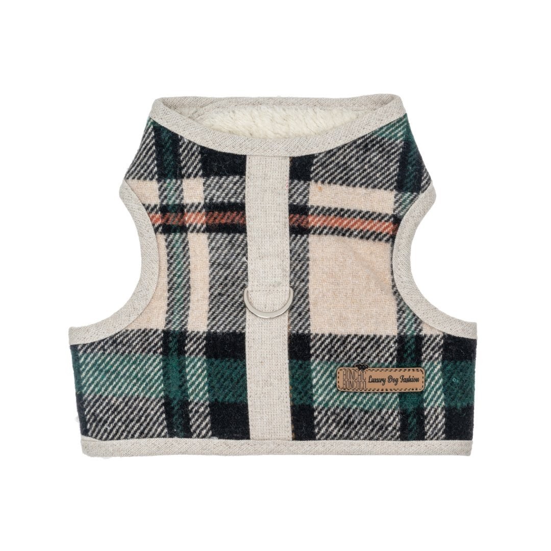 Plaid dog harness top vest