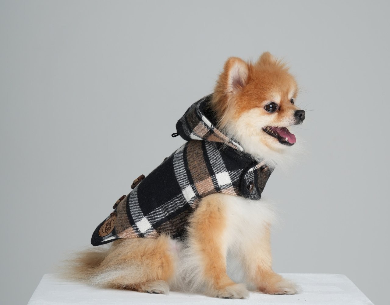 Duffle Coat Kapşonlu Köpek Ceket Kahve