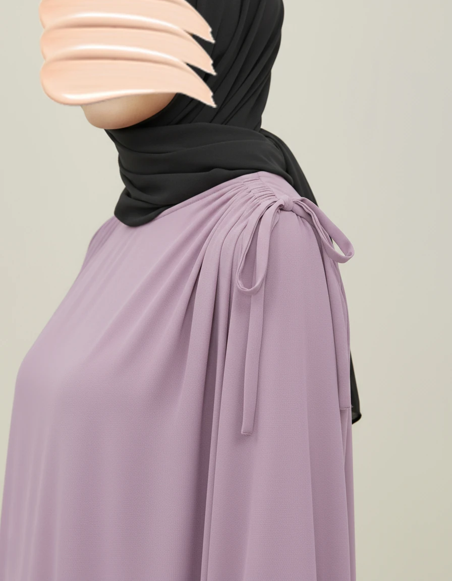 Lila Omuz İp Büzgülü Ferace