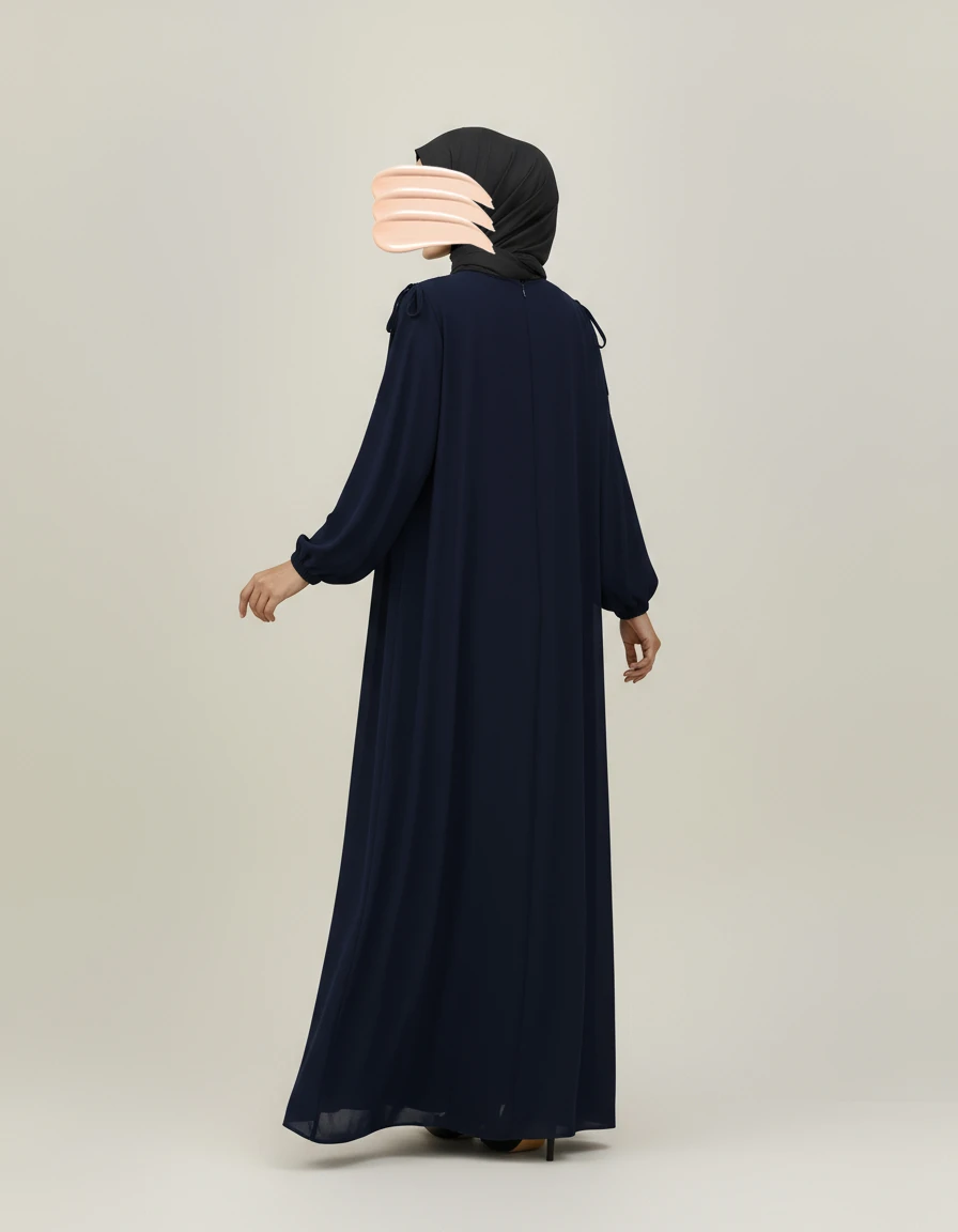 Lacivert Omuz İp Büzgülü Ferace