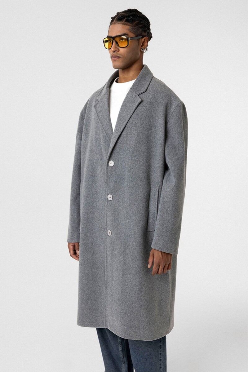 OVERSIZE LONG CASHMERE COAT GRAY