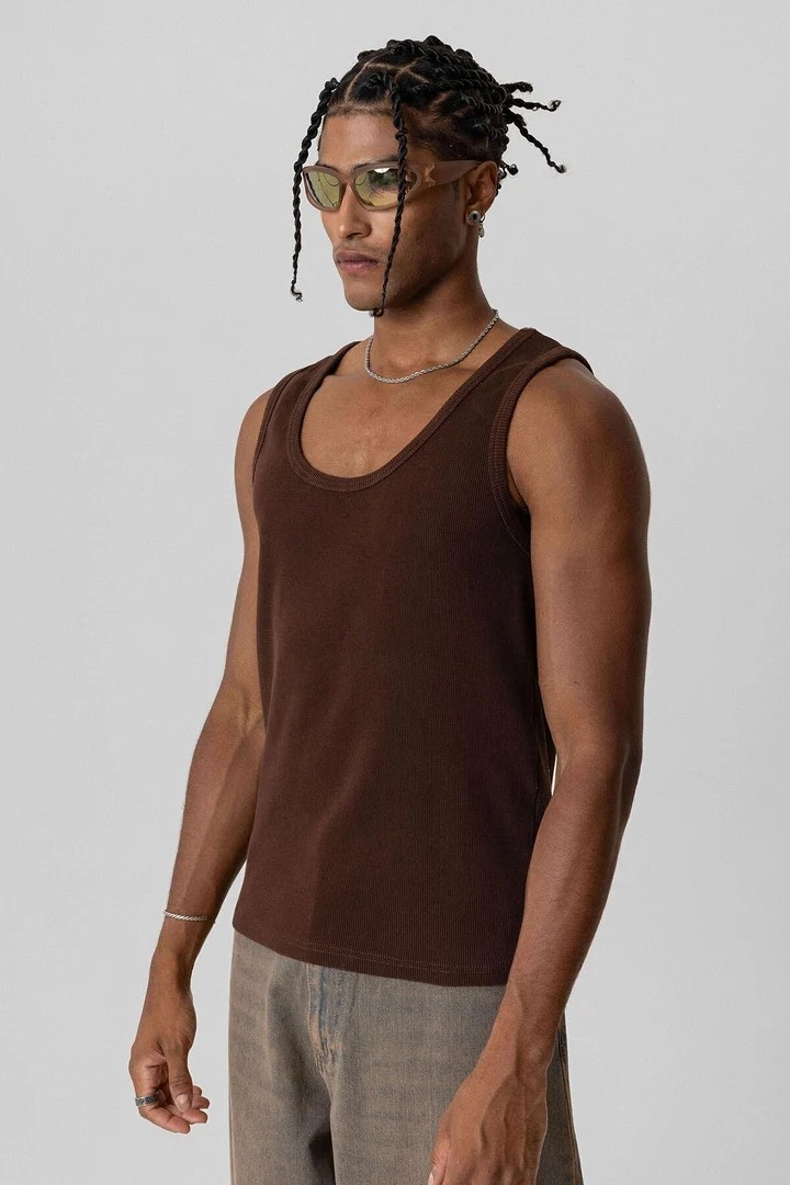 Basic Tank Top Camisole Undershirt Brown