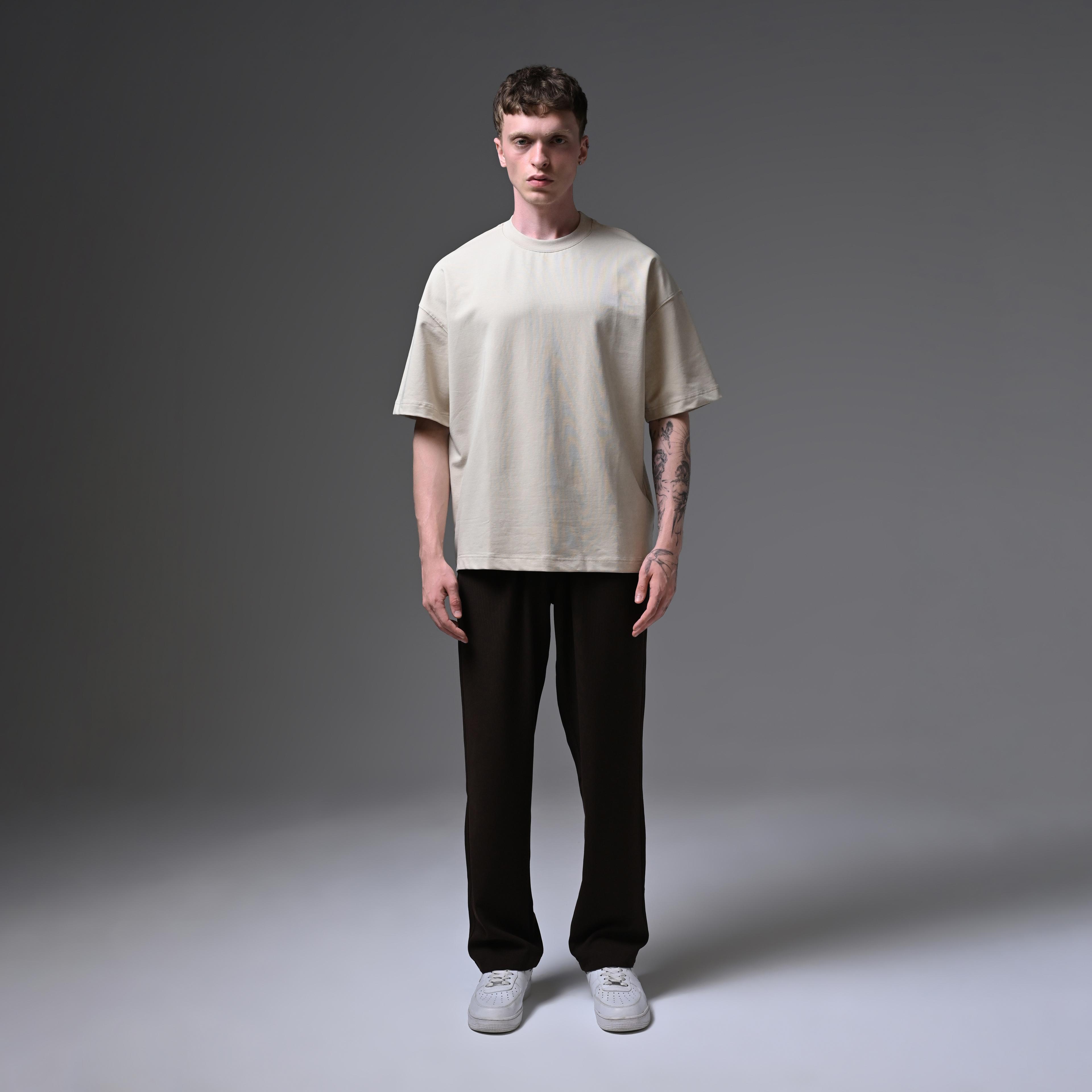 BASIC OVERSIZED COTTON T-SHIRT-LIGHT GREY