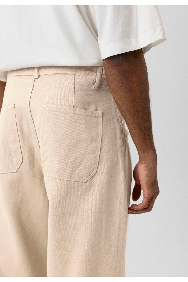 BALLOON FIT GABARDINE TROUSERS LIGHT BEIGE