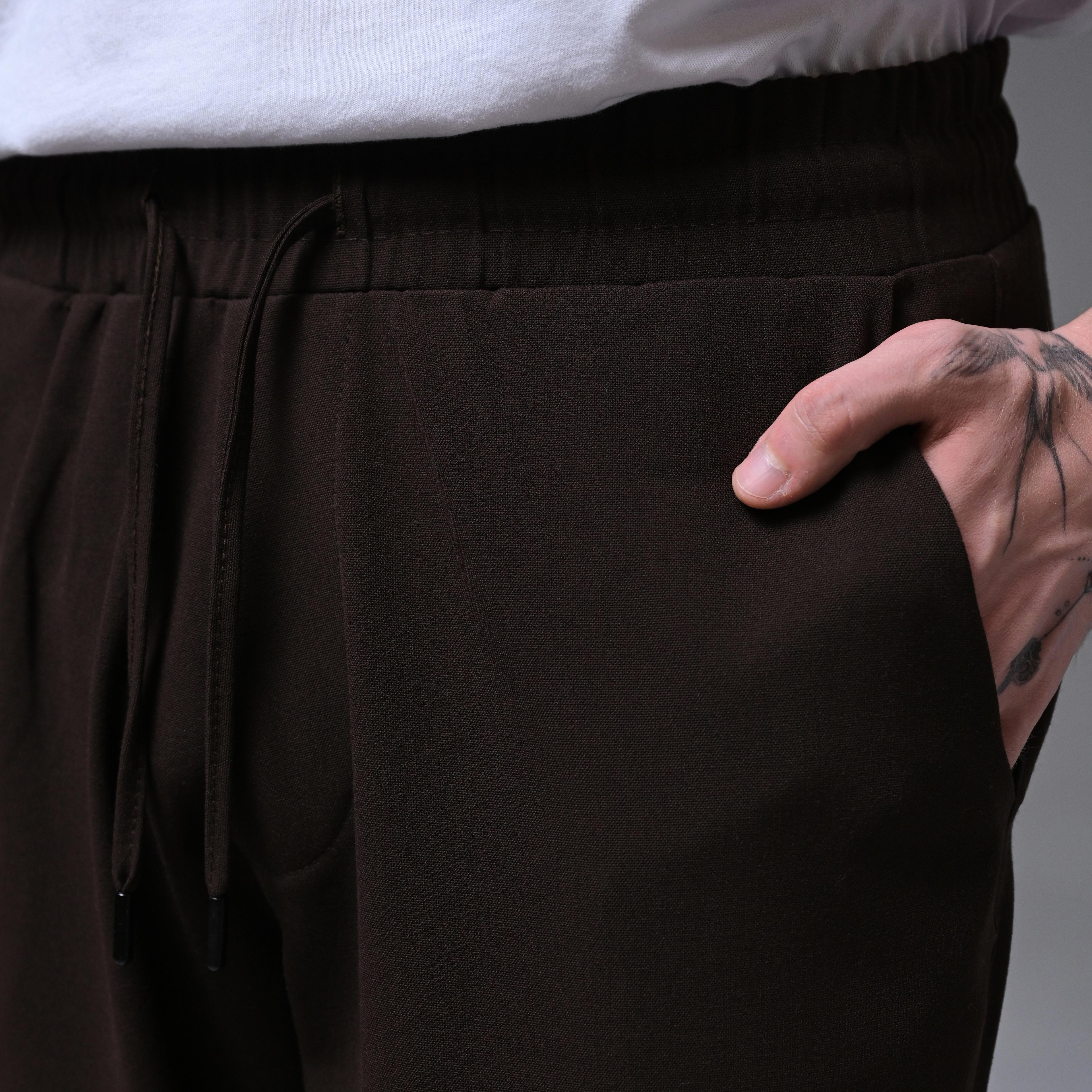 BAGGY FİT FABRİC TROUSERS-BROW