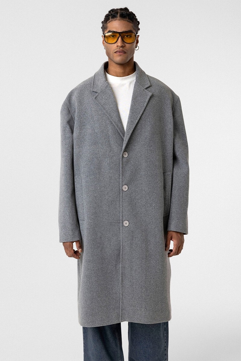 OVERSIZE LONG CASHMERE COAT GRAY