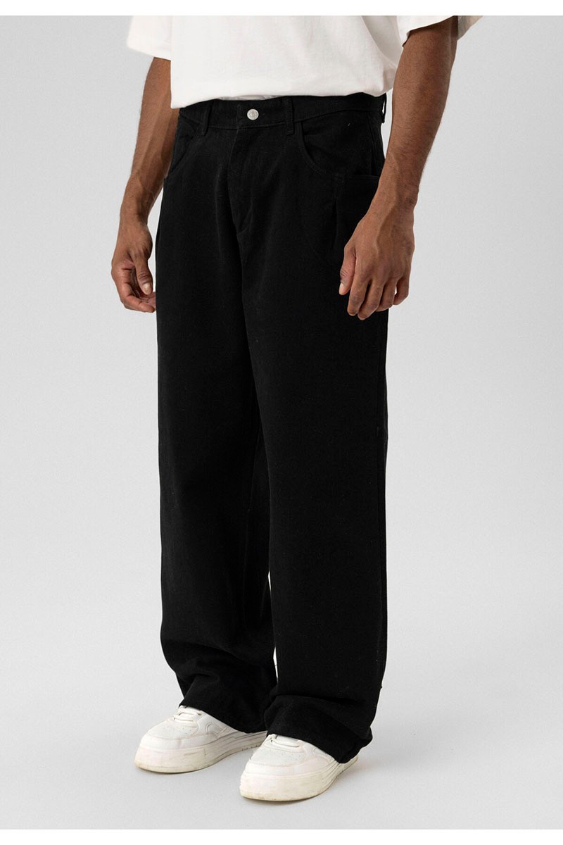 BALLOON FIT GABARDINE TROUSERS BLACK