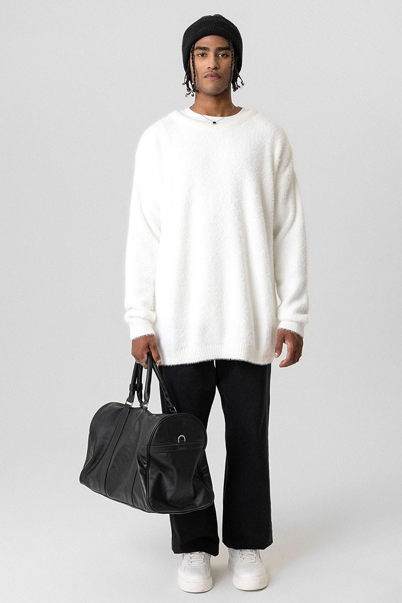 OVERSIZE PLUSH KNITWEAR-BONE