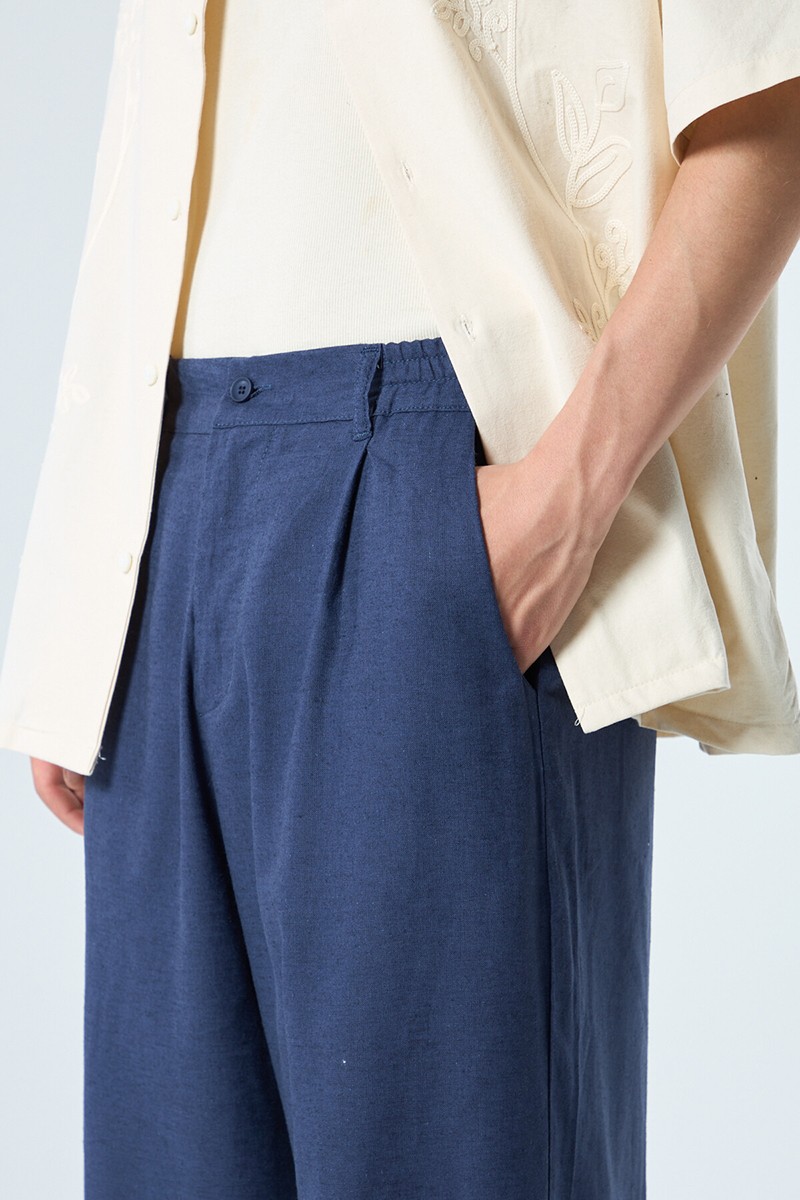 LINEN BAGGY PANTS INDIGO