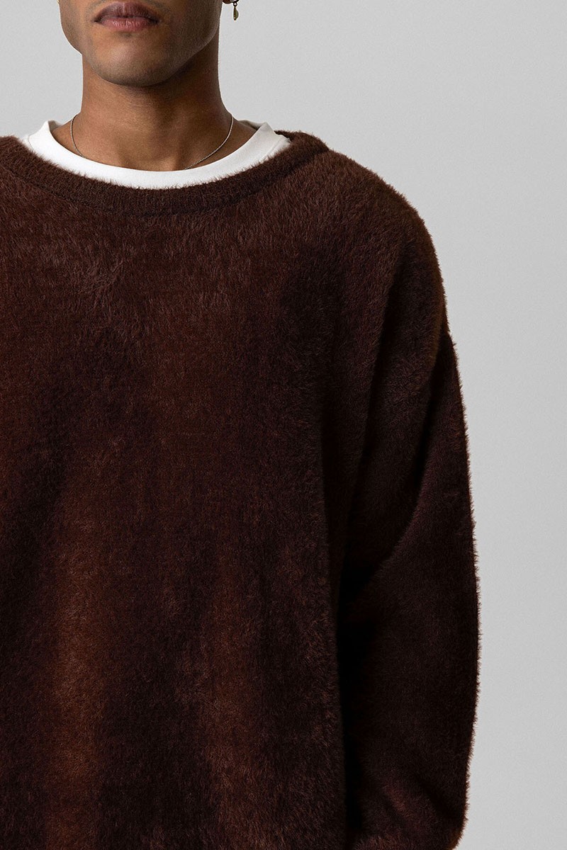 OVERSIZE PLUSH KNITWEAR-COFFEE