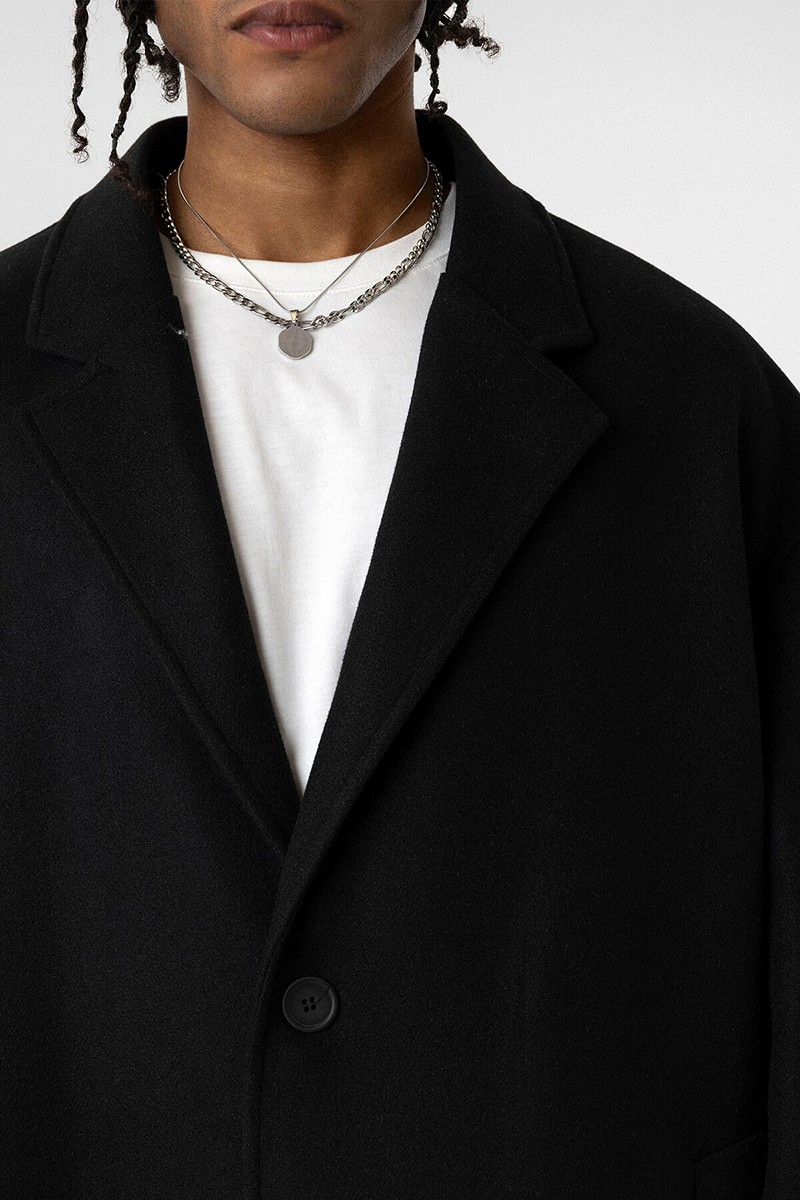 OVERSIZE LONG CASHMERE COAT BLACK