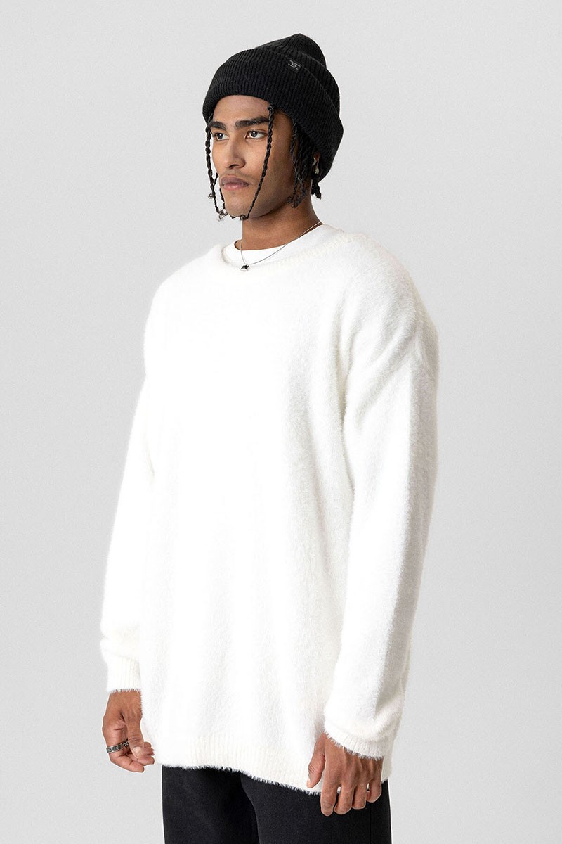 OVERSIZE PLUSH KNITWEAR-BONE