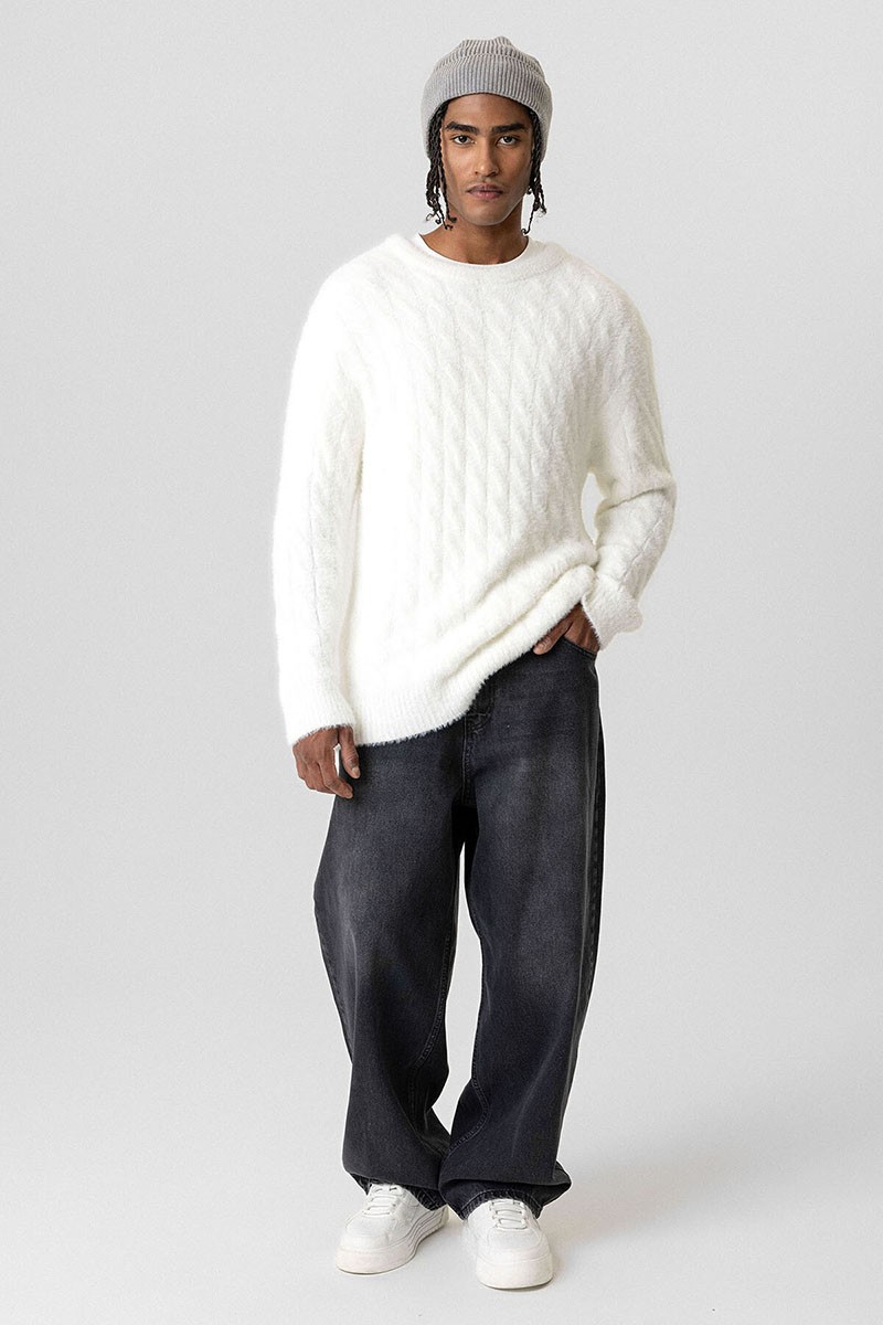 OVERSIZE KNITWEAR SWEATER-BONE