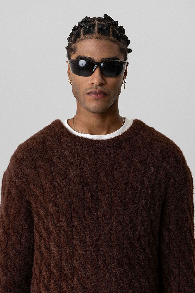 OVERSIZE KNITWEAR SWEATER-BROWN