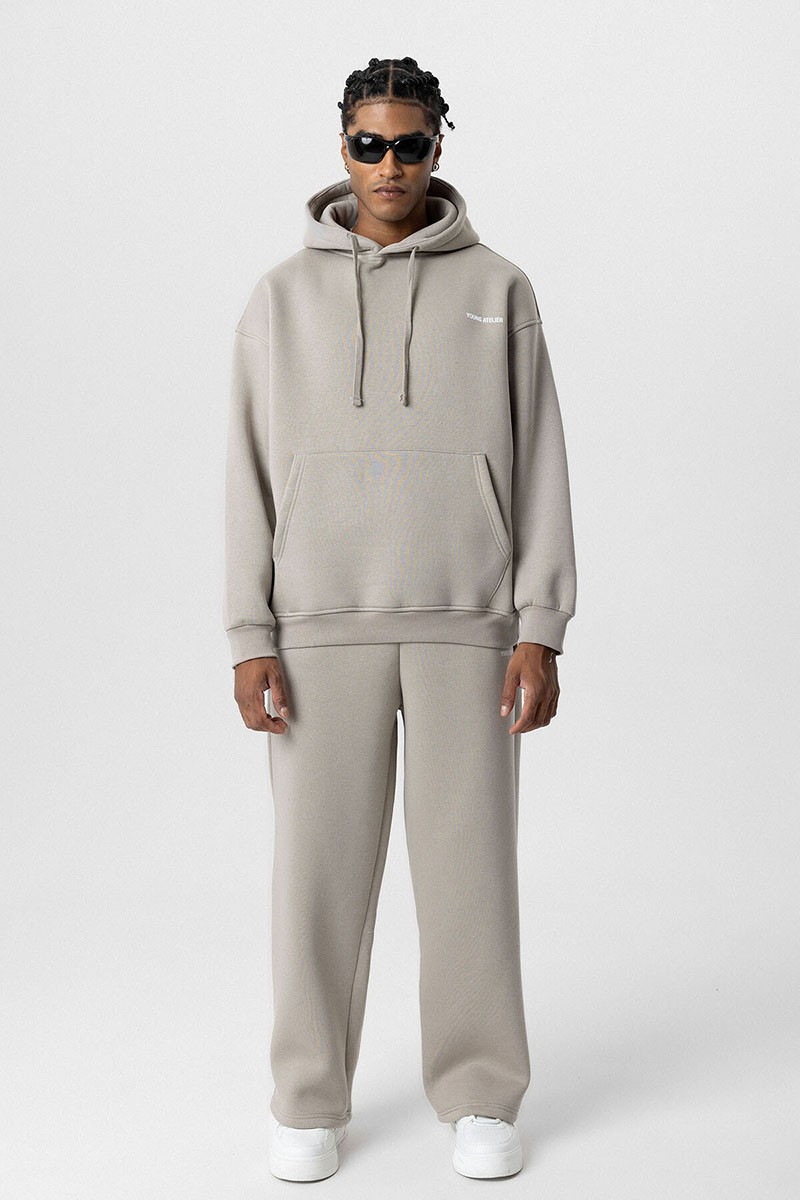 YOUNG ATELIER PRINTED OVERSIZE TRACKSUIT LIGHT GRAY