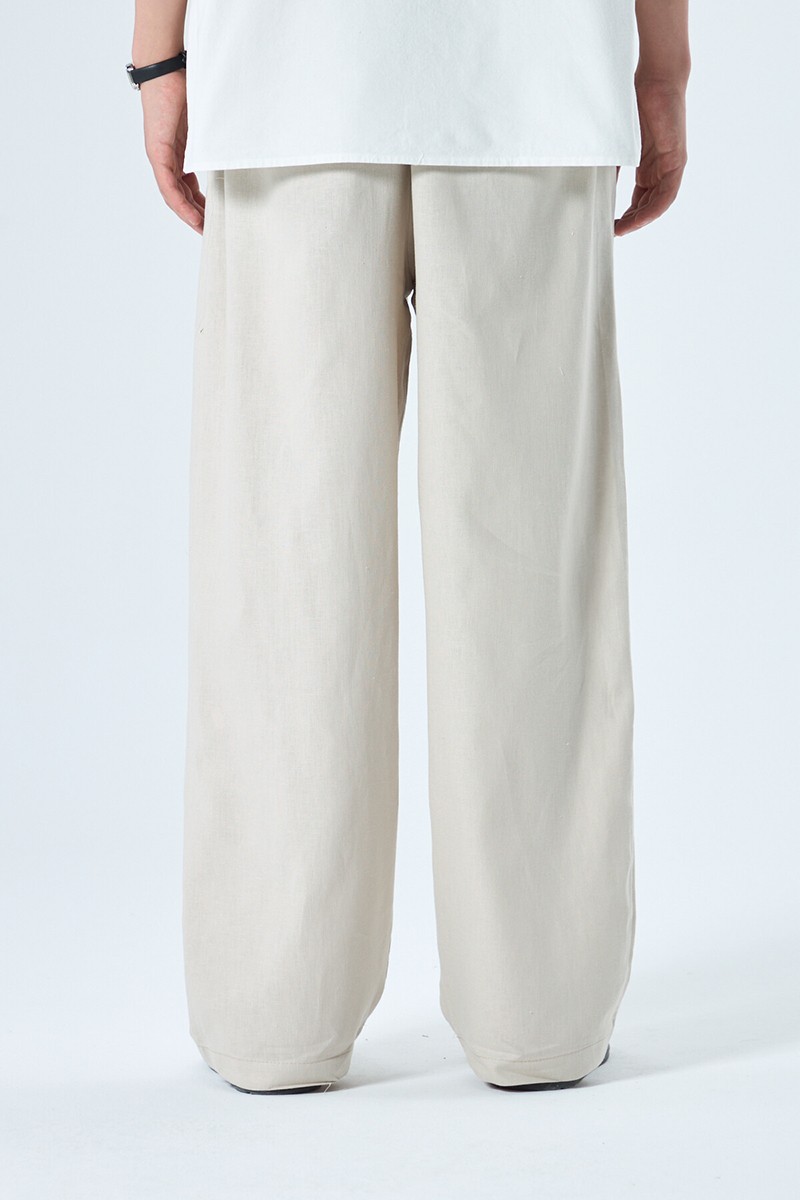  LINEN BAGGY PANTS STONE