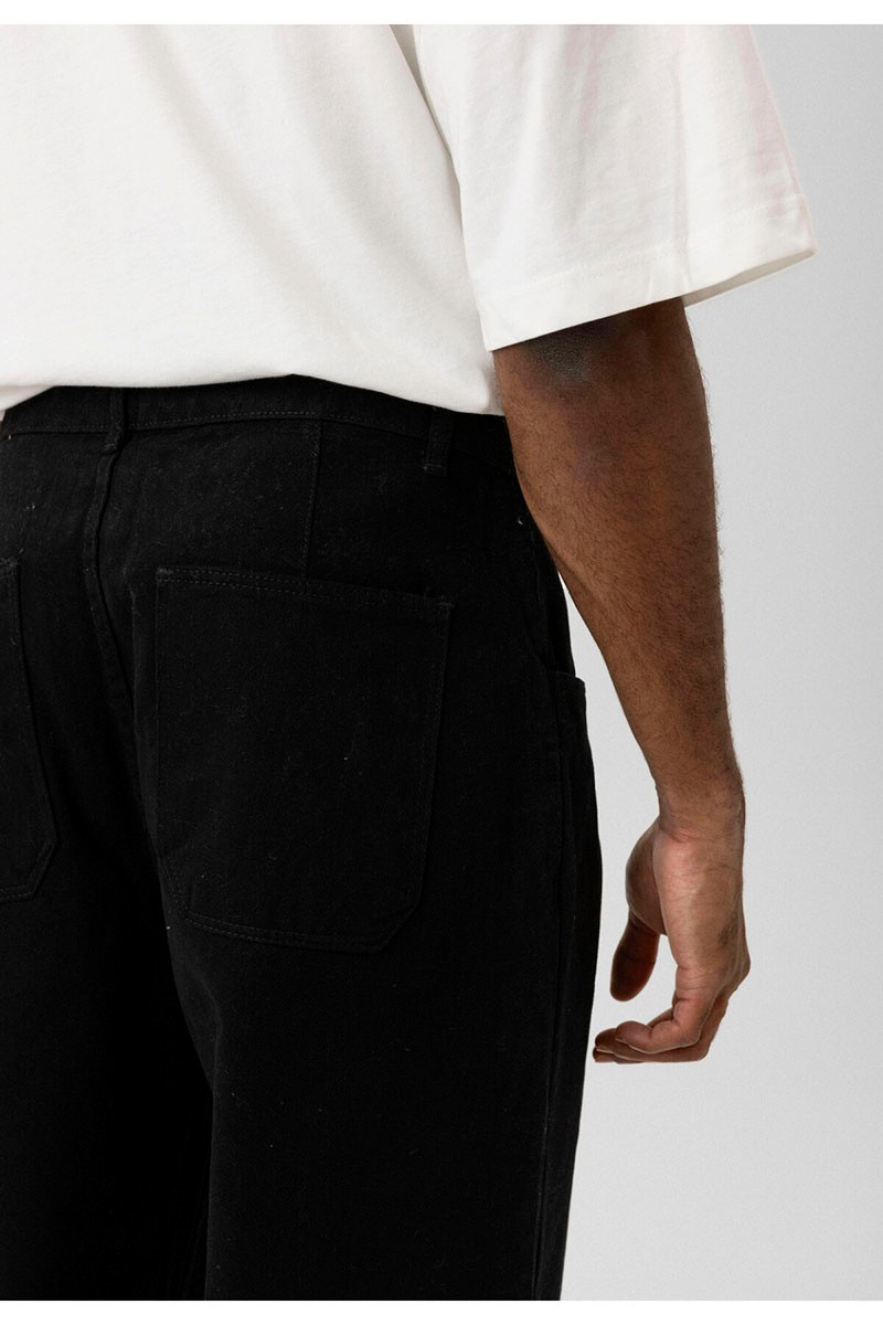 BALLOON FIT GABARDINE TROUSERS BLACK