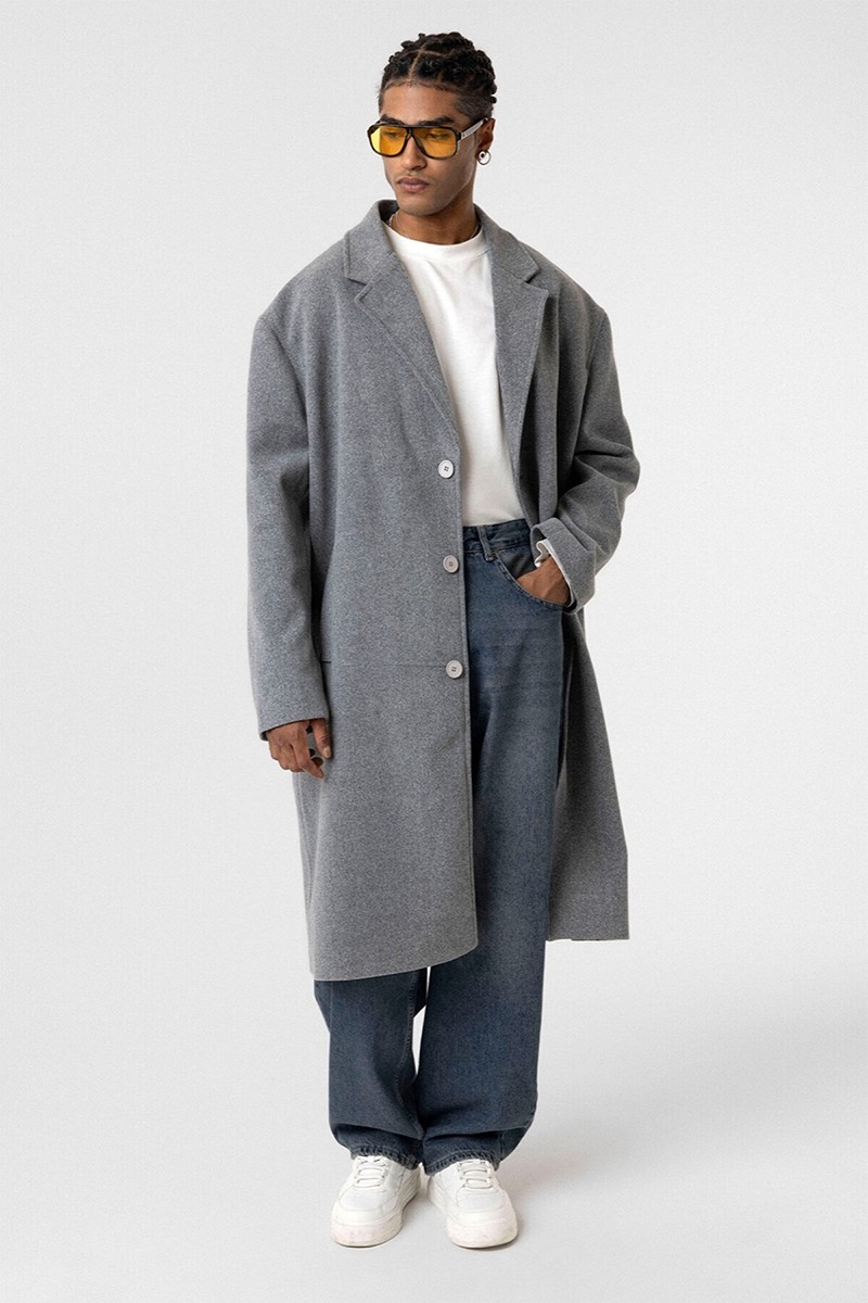 OVERSIZE LONG CASHMERE COAT GRAY