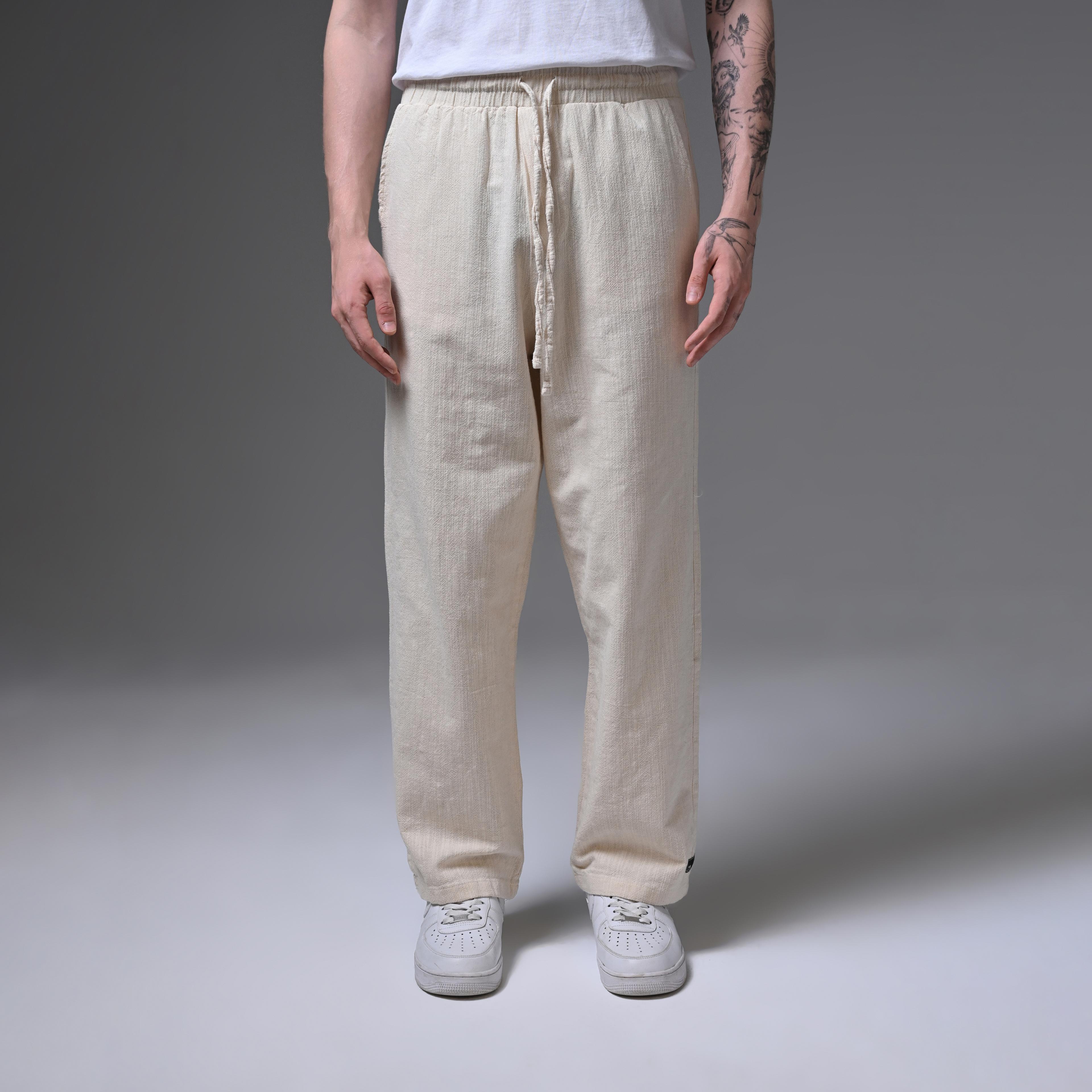 OVERSIZE LINEN TROUSERS-ECRU