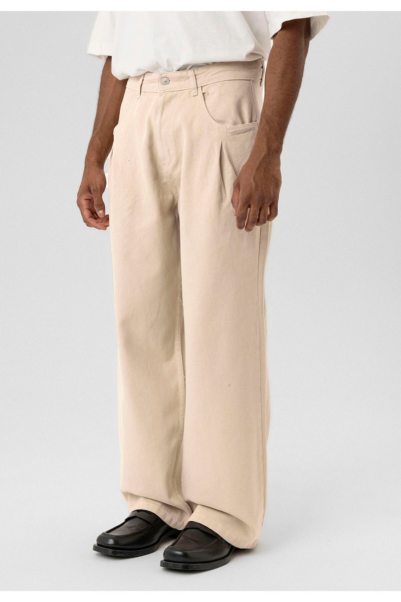 BALLOON FIT GABARDINE TROUSERS LIGHT BEIGE