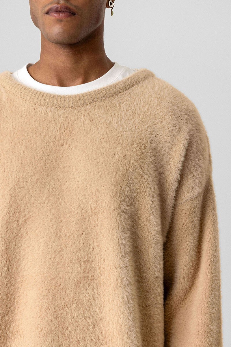 OVERSIZE PLUSH KNITWEAR-BEIGE