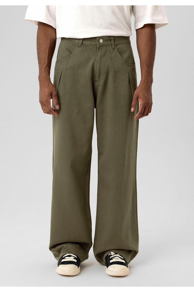 BALLOON FIT GABARDINE TROUSERS KHAKI