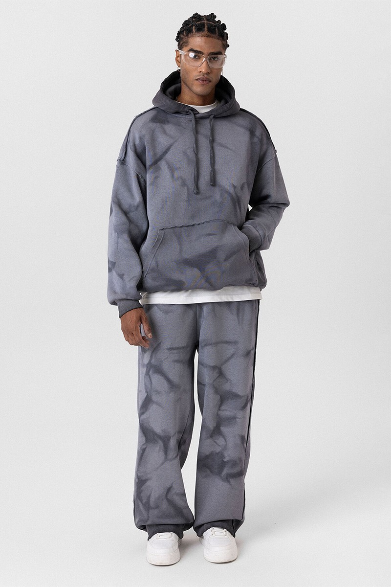 COLOR TRANSITION WASHABLE OVERSIZE TRACKSUIT GRAY