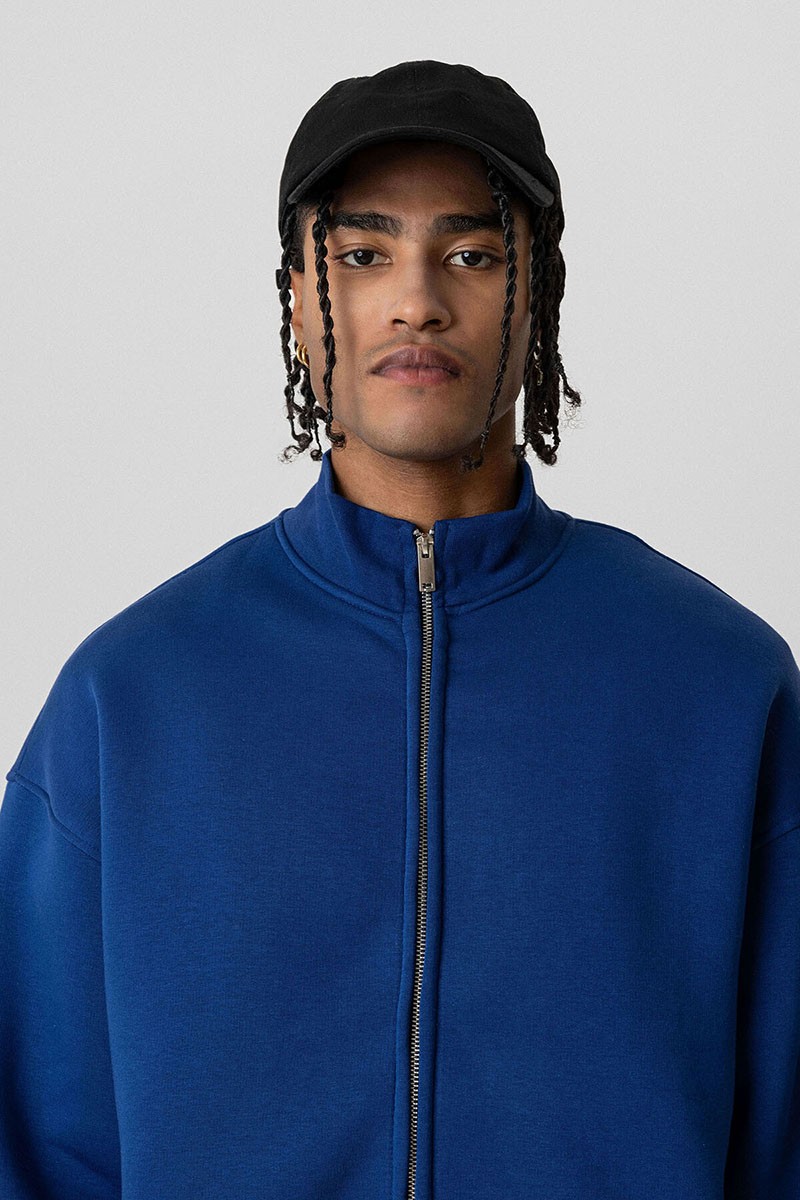 BASIC ZIPPERED OVERSIZE SWEATSHIRT INDIGO